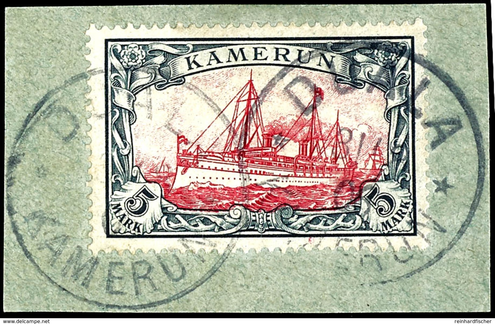 5 Mark Kaiseryacht, Tadelloses Briefstück Mit 2 Stempeln "DUALA", Gepr. Richter Und Thier, Michel 600,-, Katalog: 19 BS - Kameroen