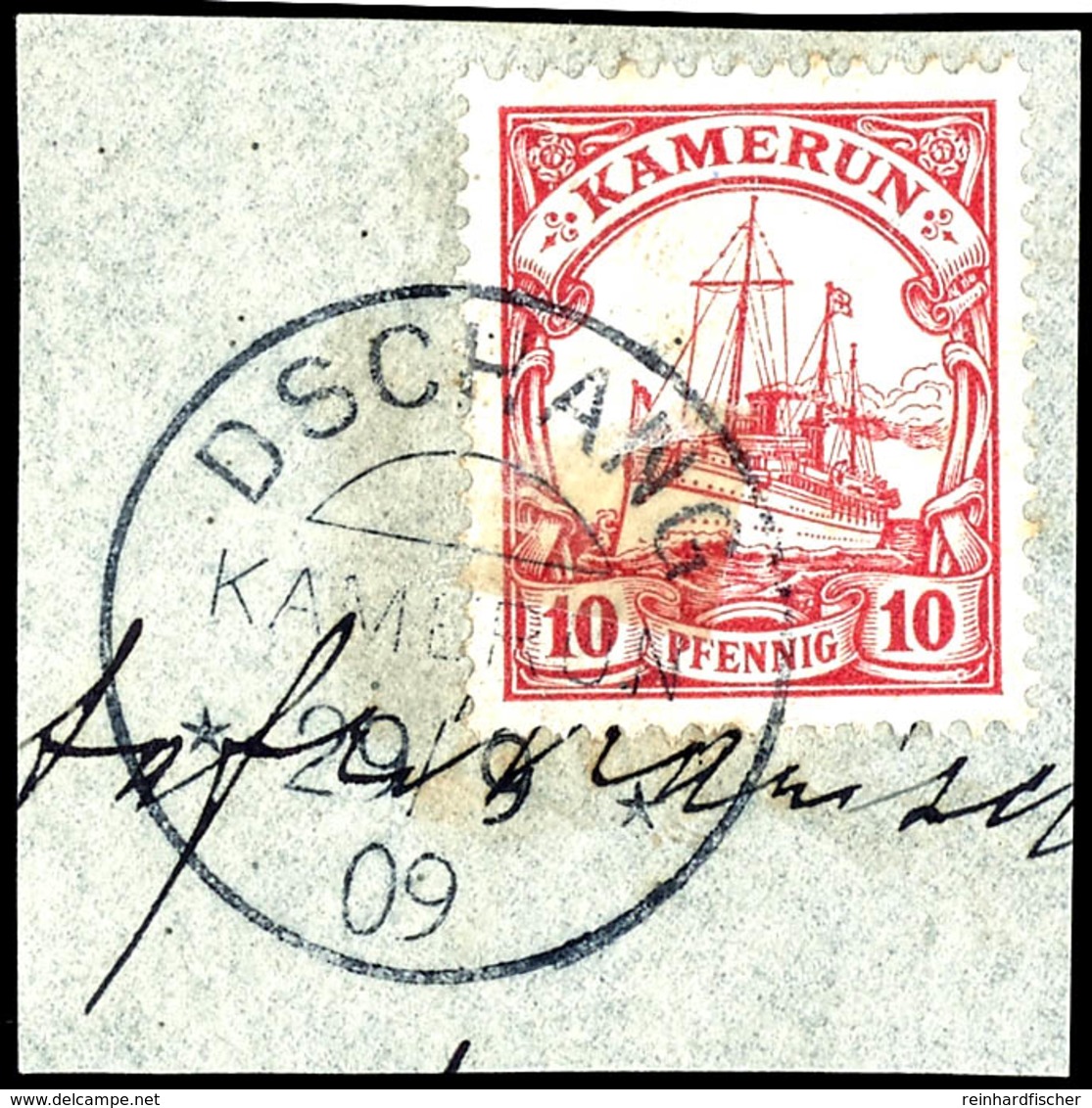 DSCHANG Auf 10 Pfennig Tadelloses Briefstück,  Geprüft Eibenstein BPP, Katalog: 22 BS - Kameroen