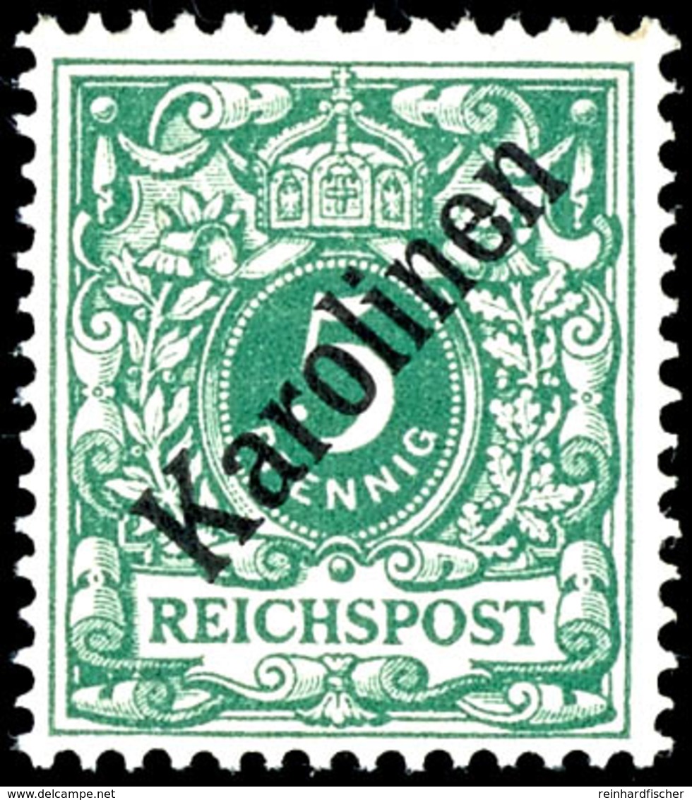 5 Pfg Krone/Adler Mit Diagonalaufdruck "Karolinen", Tadellos Postfrisch, Gepr Bartels Und W.Engel, Mi. 1.900.-, Katalog: - Carolinen