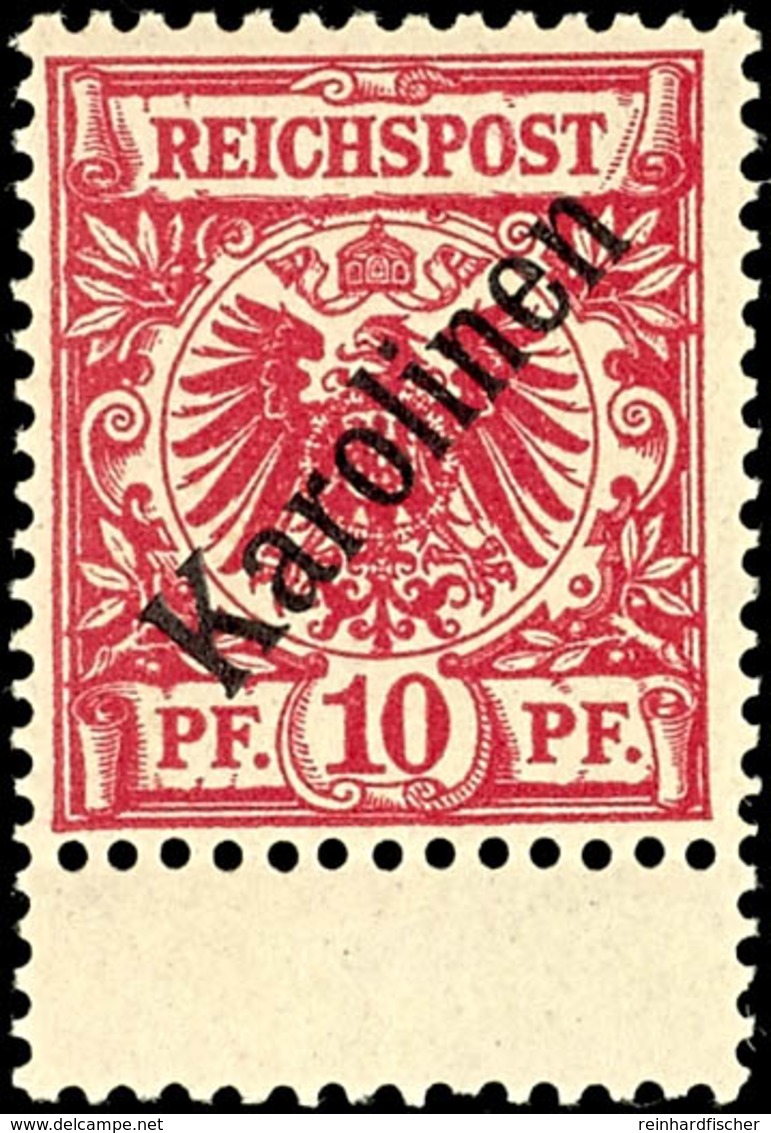 10 Pfg Krone/Adler Mit Diagonalem Bdr.-Aufdruck "Karolinen", Tadellos Ungebraucht, Mi. 75.-, Katalog: 3I * - Carolinen