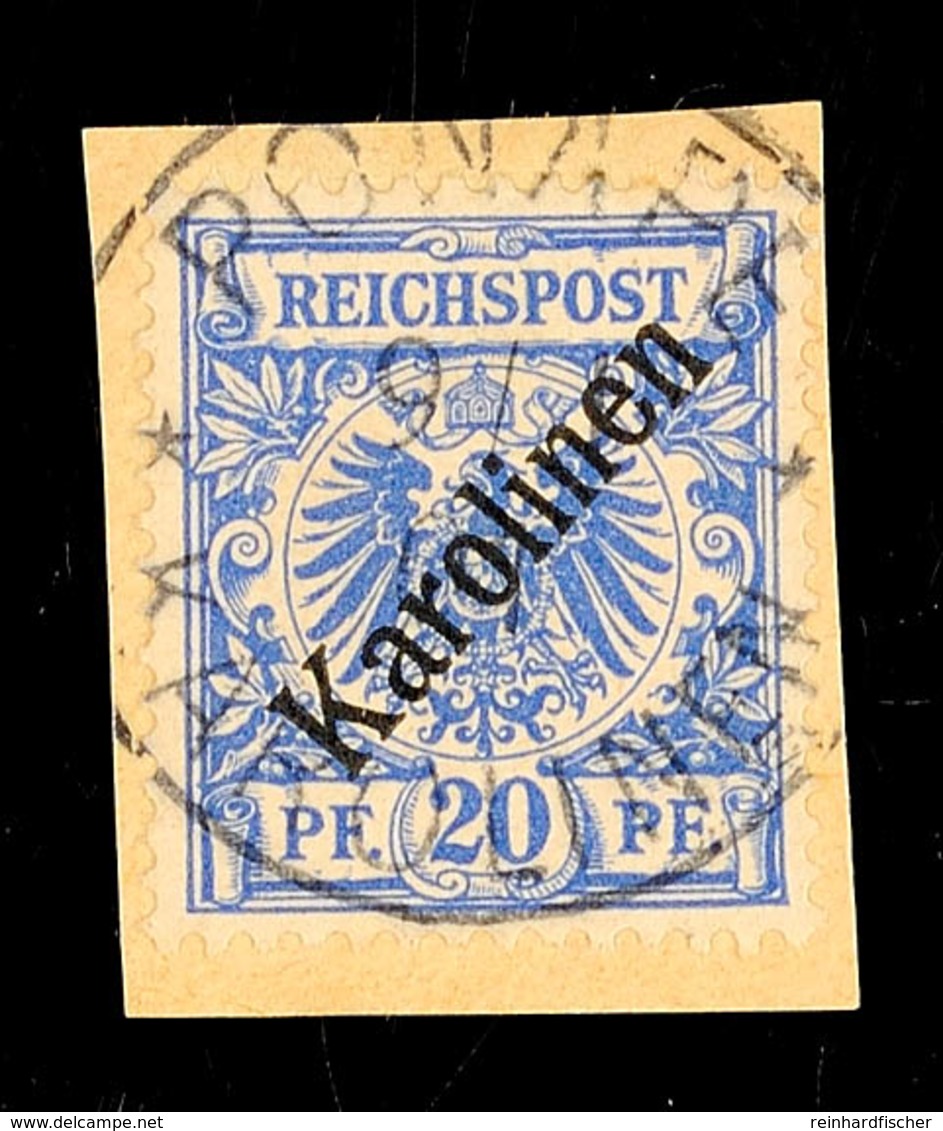 20 Pfg Violettultramarin, Mit Stempel "PONAPE 9/1 01" Auf Kabinettbriefstück, Sign. Schmidt, Mi. 160.-, Katalog: 4I BS - Carolinen