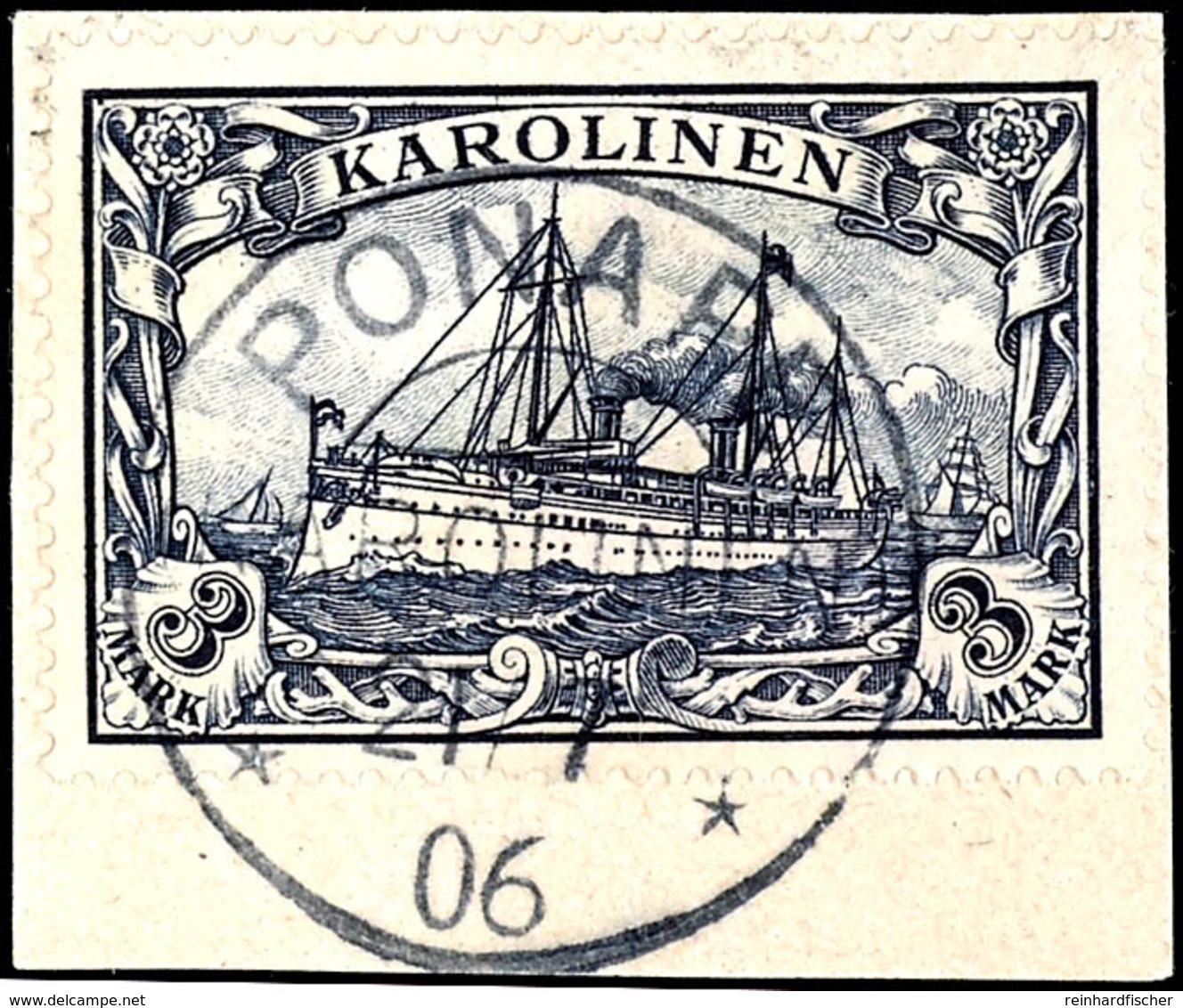 3 Mark Kaiseryacht, Luxusbriefstück Mit Zentralem Stempel "PONAPE", Michel 170,-, Katalog: 18 BS - Carolinen