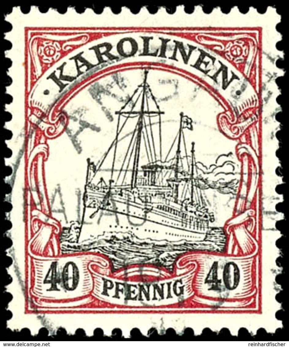 ANGAUR Auf 40 Pfennig Rot/schwarz, Tadelloses Stück, Katalog: 13 O - Carolinen