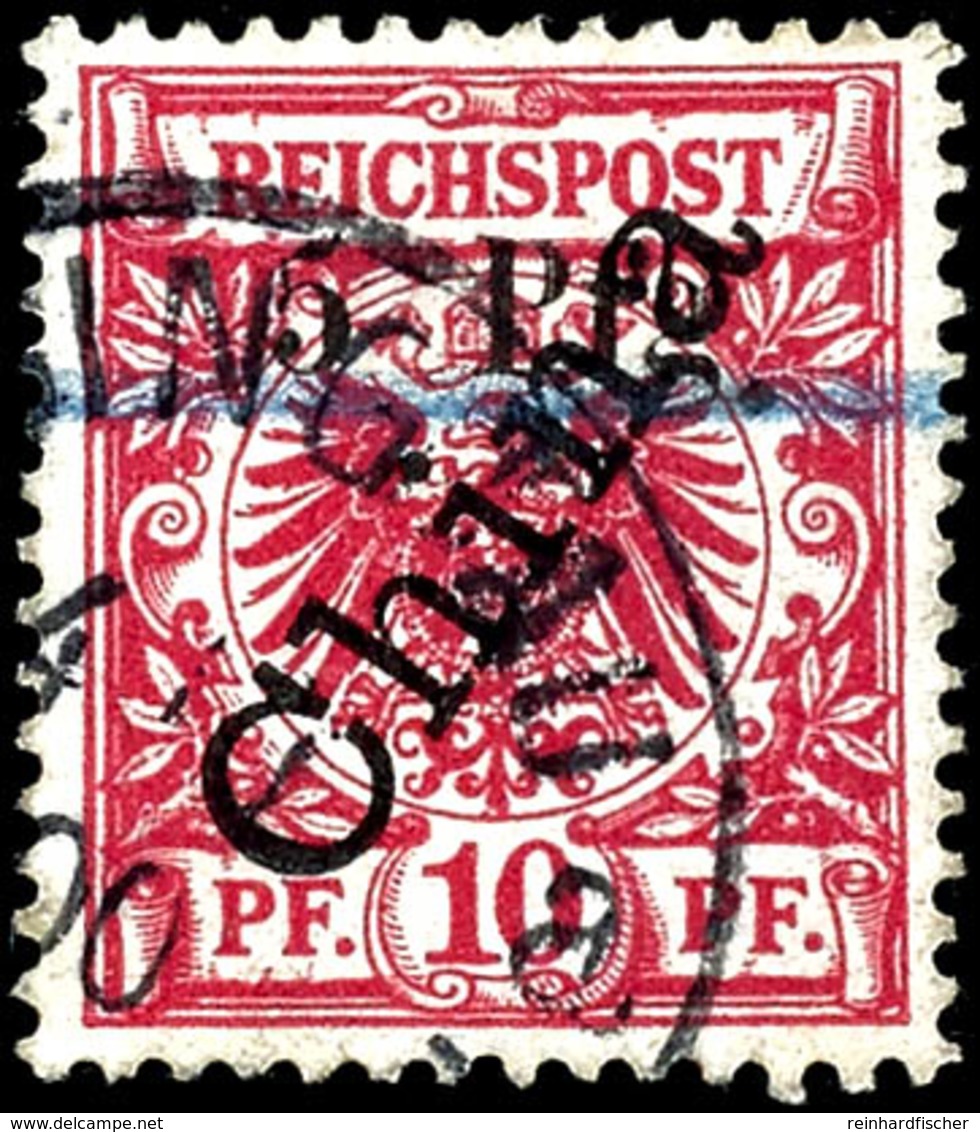 5 Pfg. Auf 10 Pfg Krone/Adler Mit Diagonalem Aufdruck, Type 3b, Tadellos Gestempelt "TSINGTAU ..4/1 00", Kabinett, Selte - Kiaochow