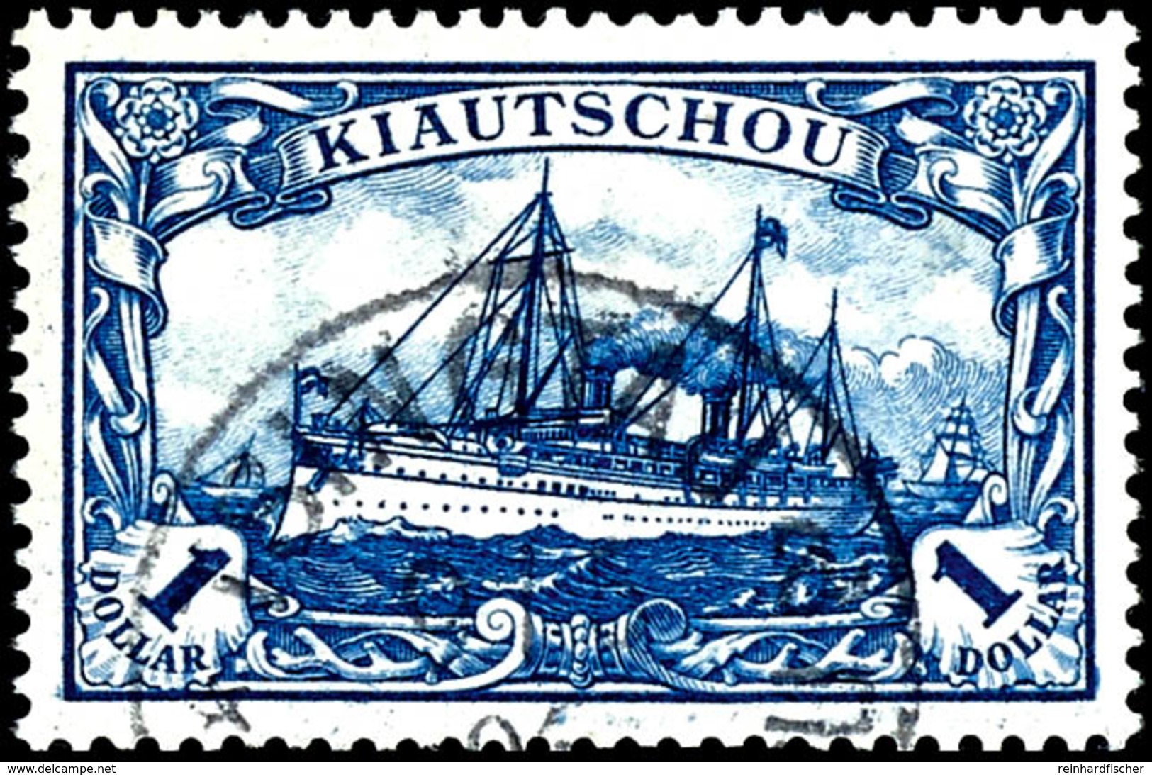 1 $ Kaiseryacht O. Wz., Gezähnt 25:16, Zentrisch Gestempelt K1 "TSINGTAU A 9/5 06", Tadellose Erhaltung, Sehr Schöne Int - Kiaochow