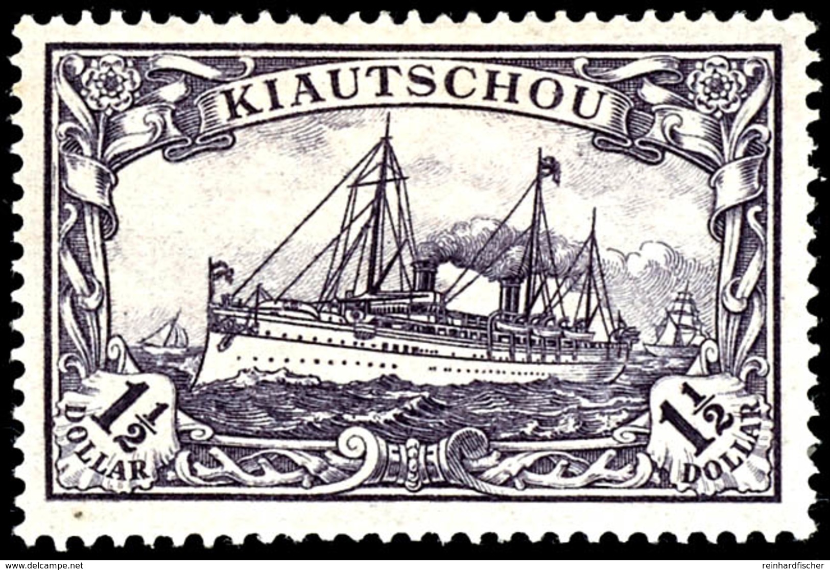 1 1/2 Dollar Kaiseryacht Ohne Wasserzeichen, Tadellos Ungebraucht, Michel 1400,-, Katalog: 26A * - Kiaochow