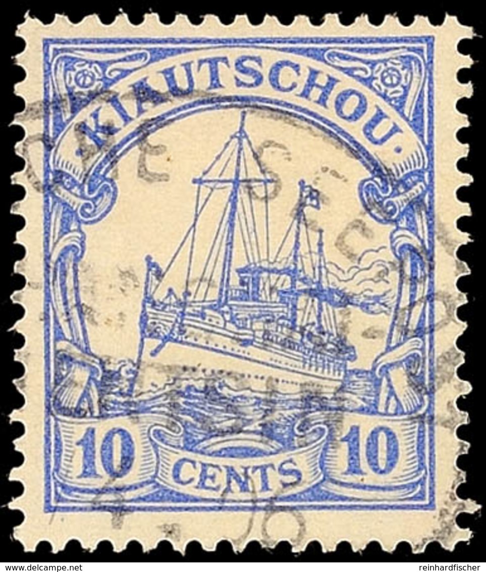 DEUTSCHE SEEPOST SHANGHAI TIENTSIN ?/4.06 Zentrisch Auf 10 C. Kaiseryacht, Gepr. Bothe BPP, Katalog: 21 O - Kiauchau