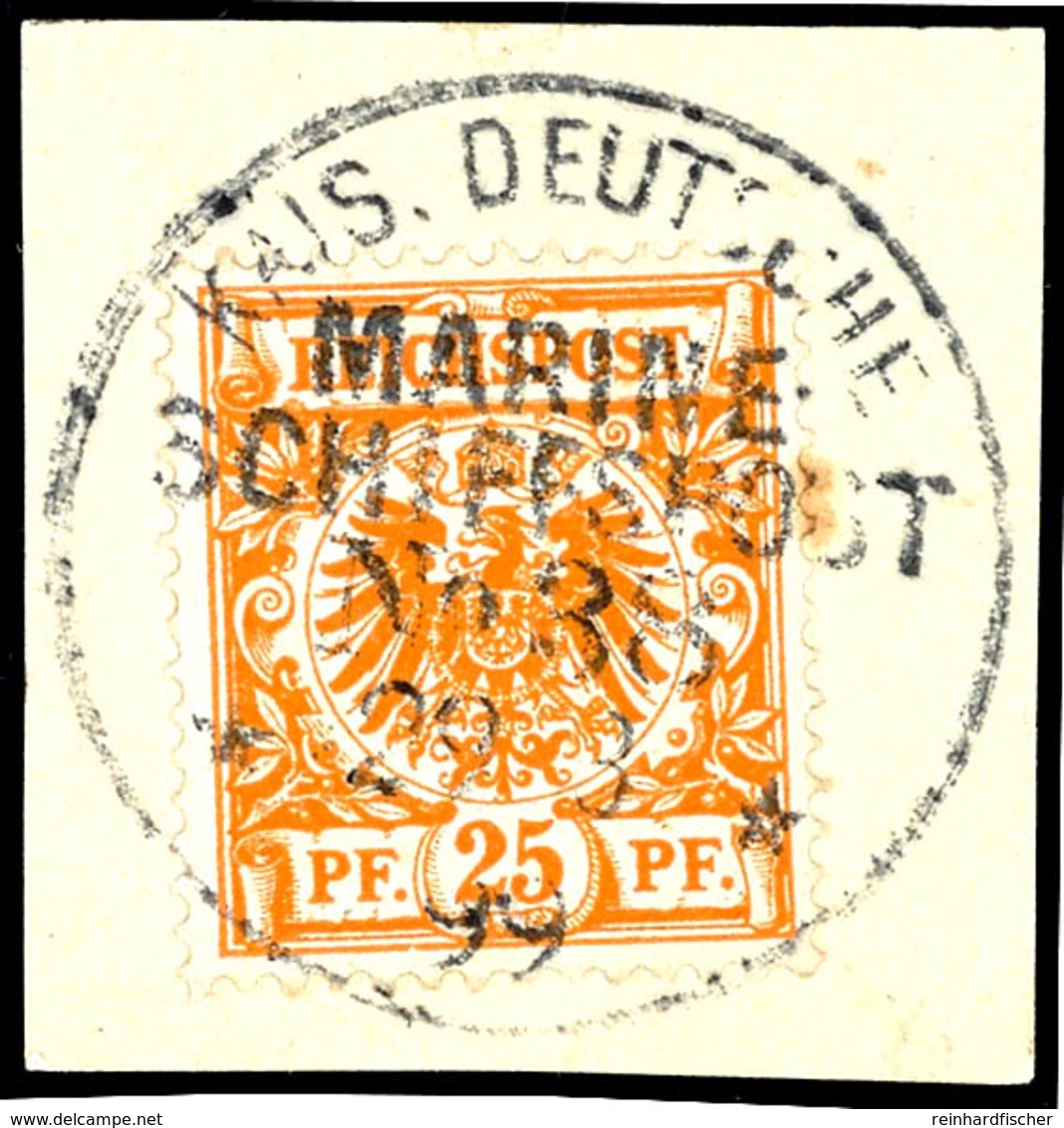 K.D. MSP No. 38 (SMS Gefion) 29/3 99, Klar Und Zentr. Auf Briefstück 25 Pfg. Krone/Adler, Katalog: V49 BS - Kiaochow