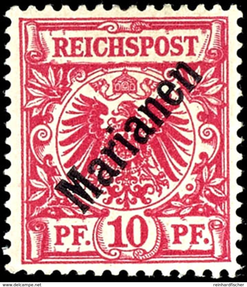 10 Pfg Krone/Adler Mit Diagonalem Aufdruck "Marianen", Tadellos Postfrisch, Gepr. Steuer VÖB, Mi. 700.-, Katalog: 3I ** - Marianen