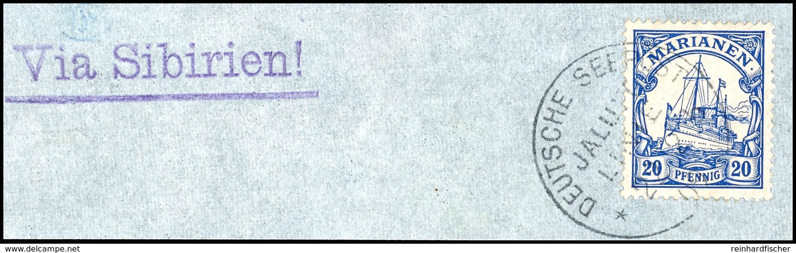 20 Pfg. Schiffszeichnung Auf Briefstück, Klar Gest. DEUTSCHE SEEPOST JALUIT-LINIE 22 12 09, Katalog: 10 BS - Mariana Islands