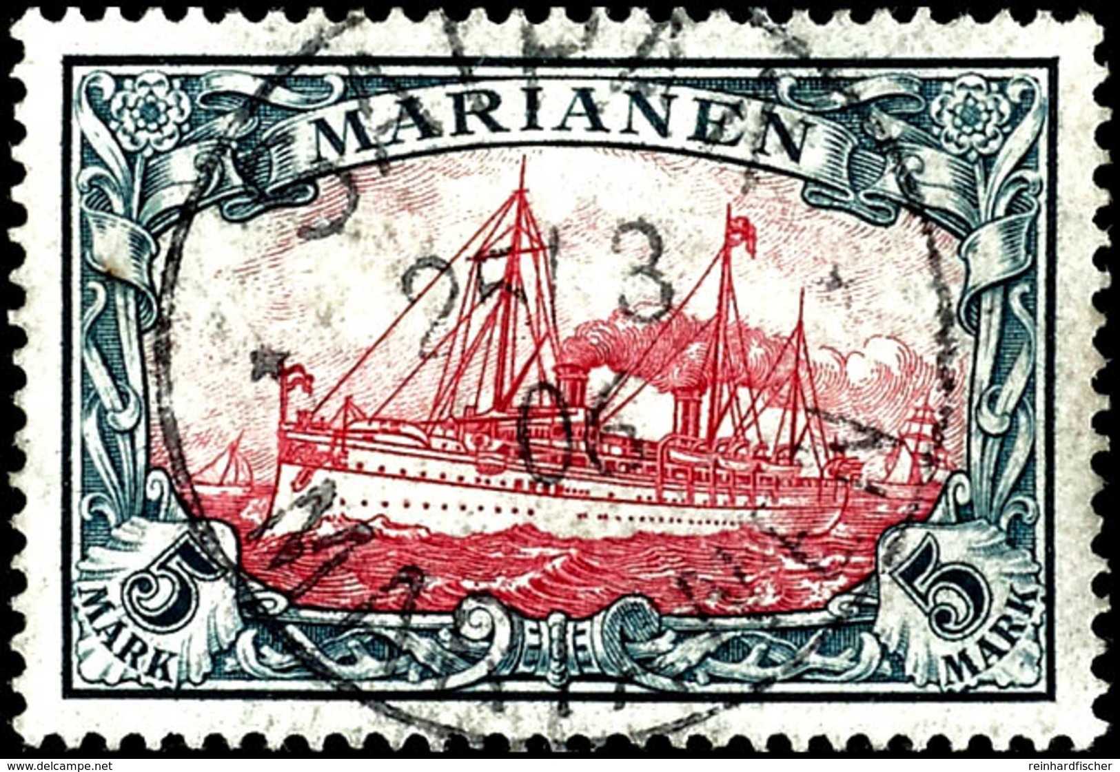 5 M. Kaiseryacht Ohne Wz., Zentrisch Gestempelt K1 "SAIPAN 25/3 06", Tadellose Erhaltung, Kabinett, Gepr. Larisch Und Ne - Marianen