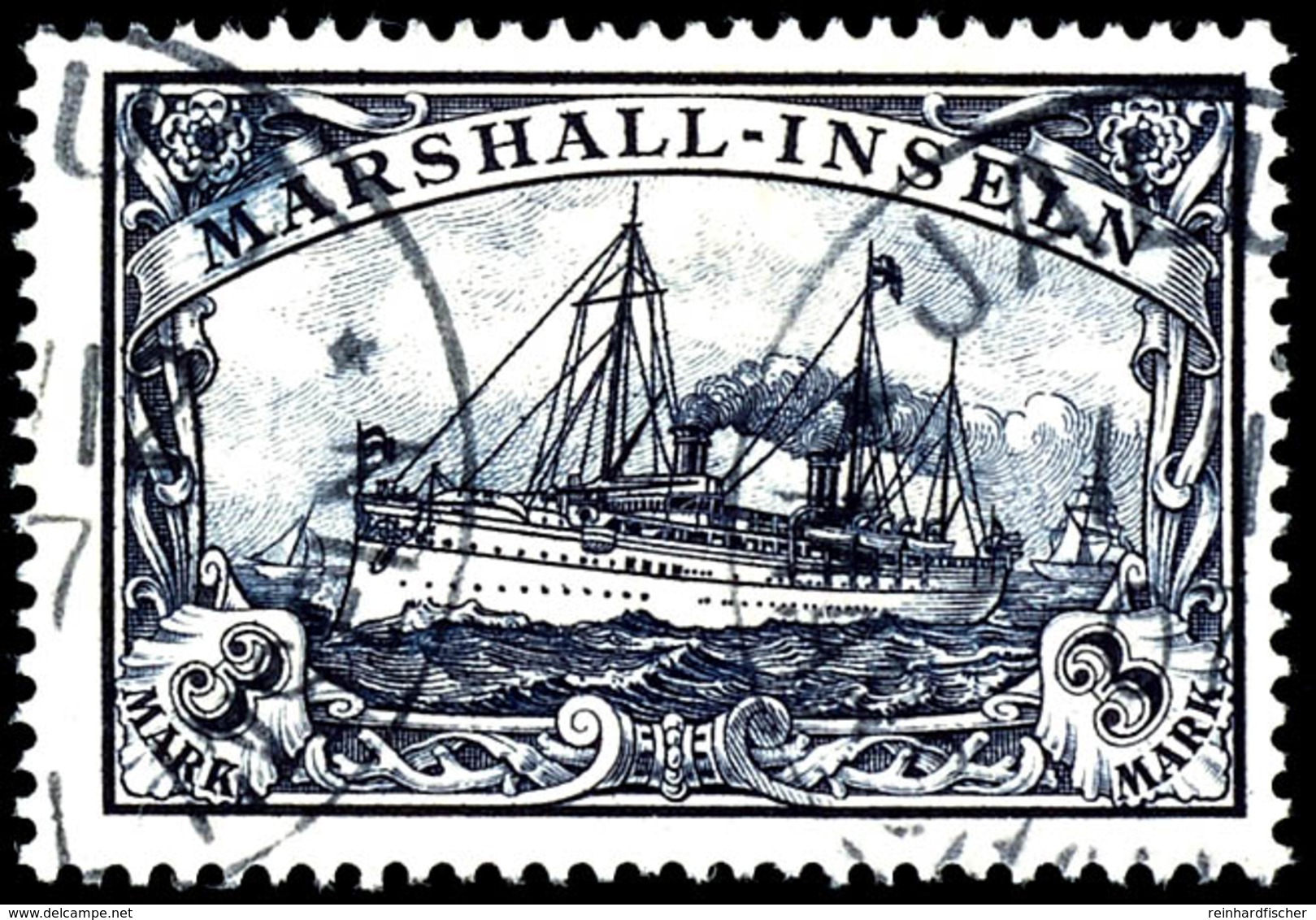 3 Mark Kaiseryacht, Tadellos, Gestempelt "JALUIT", Geprüft Pfenninger, Michel 240,-, Katalog: 24 O - Marshalleilanden