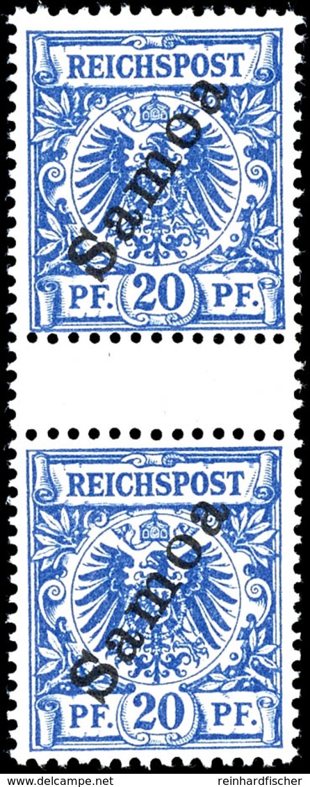 Zwischenstegpaar 20 Pfennig Blau, Tadellos Postfrisch, Michel 260,-, Katalog: 4ZS ** - Samoa