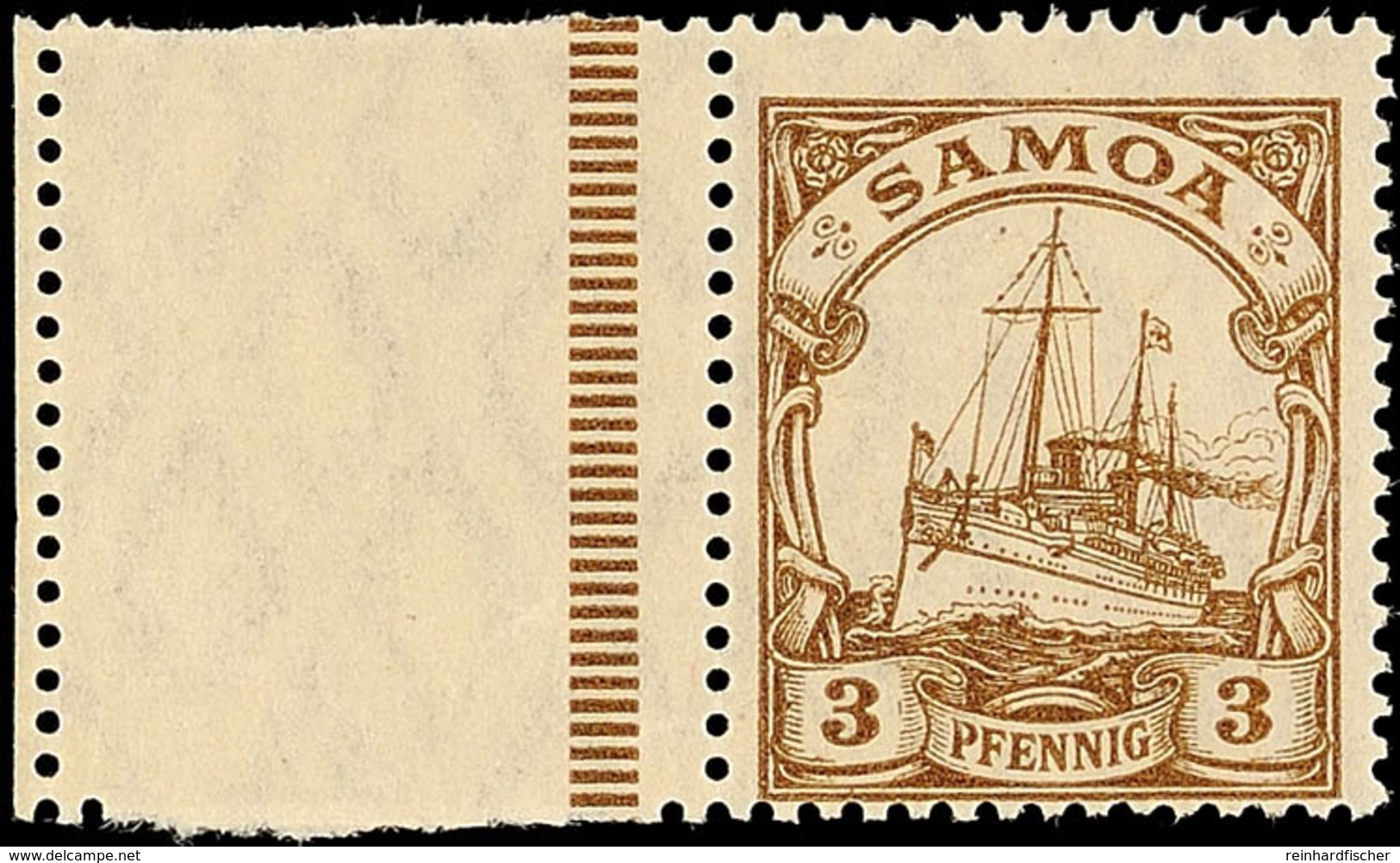 3 Pfg Kaiseryacht Mit Links Anhängendem Leerfeld Tadellos Postfrisch, Mi. 250.-, Katalog: 20L ** - Samoa