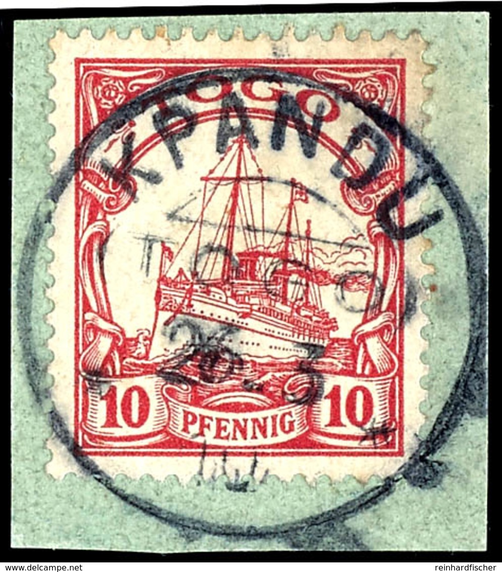 KPANDU  Auf 10 Pfennig Rot, Tadelloses Briefstück Mit Gutem Stempel, Geprüft Eibenstein BPP, Katalog: 9 BS - Togo