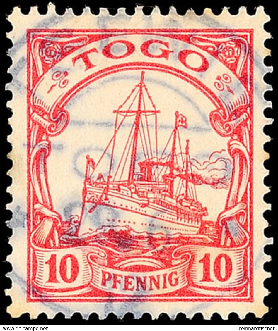 TSEWIE 29.6.12 Zentrisch Und Klar Auf 10 Pfg Kaiseryacht, Leichte Altersspuren, Katalog: 9 O - Togo