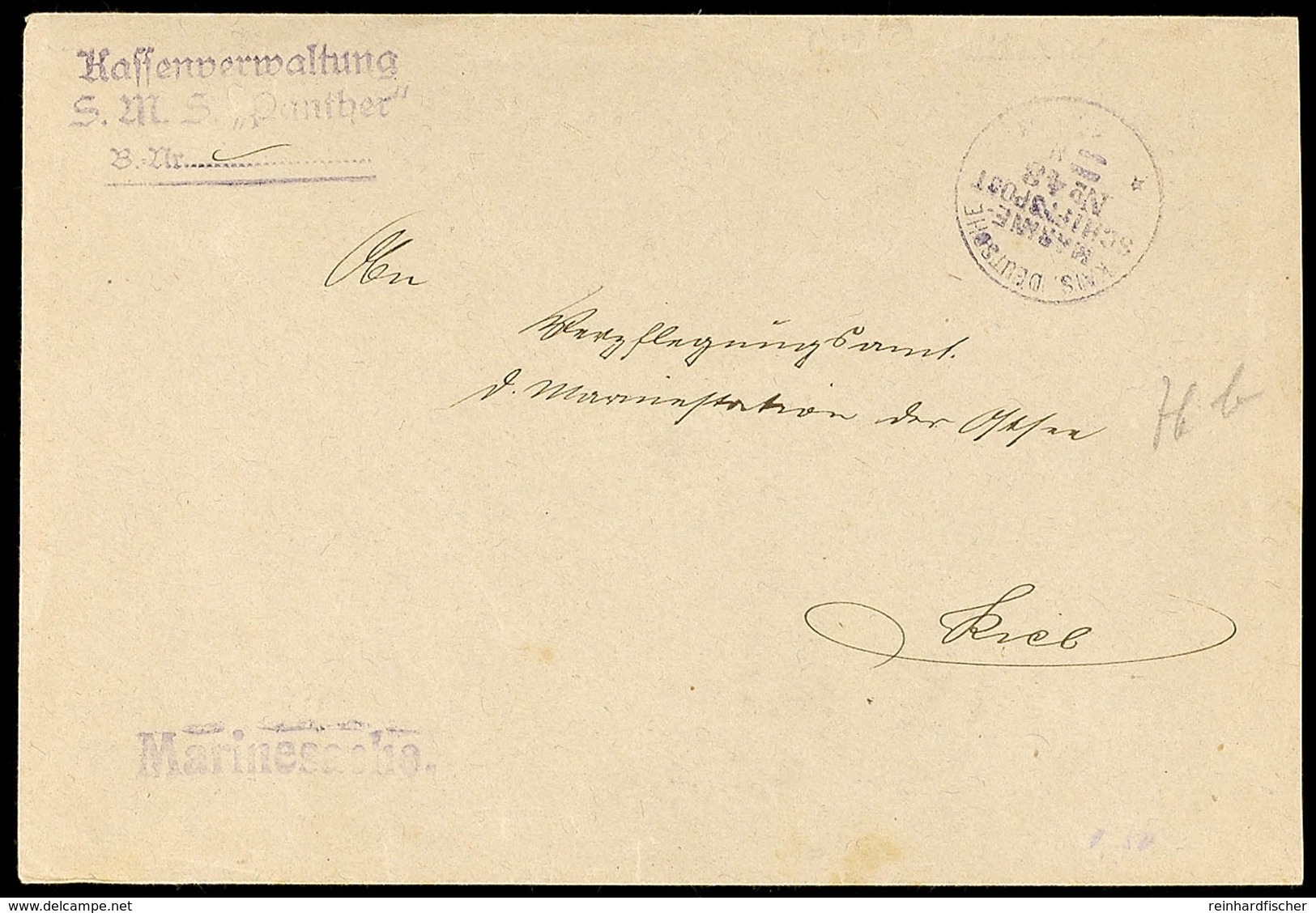 MSP Nr. 43 (SMS Panther), Violetter Abschlag Ohne Datum Aus 1917 Auf Dienstbrief Nach Kiel  BF - Andere & Zonder Classificatie