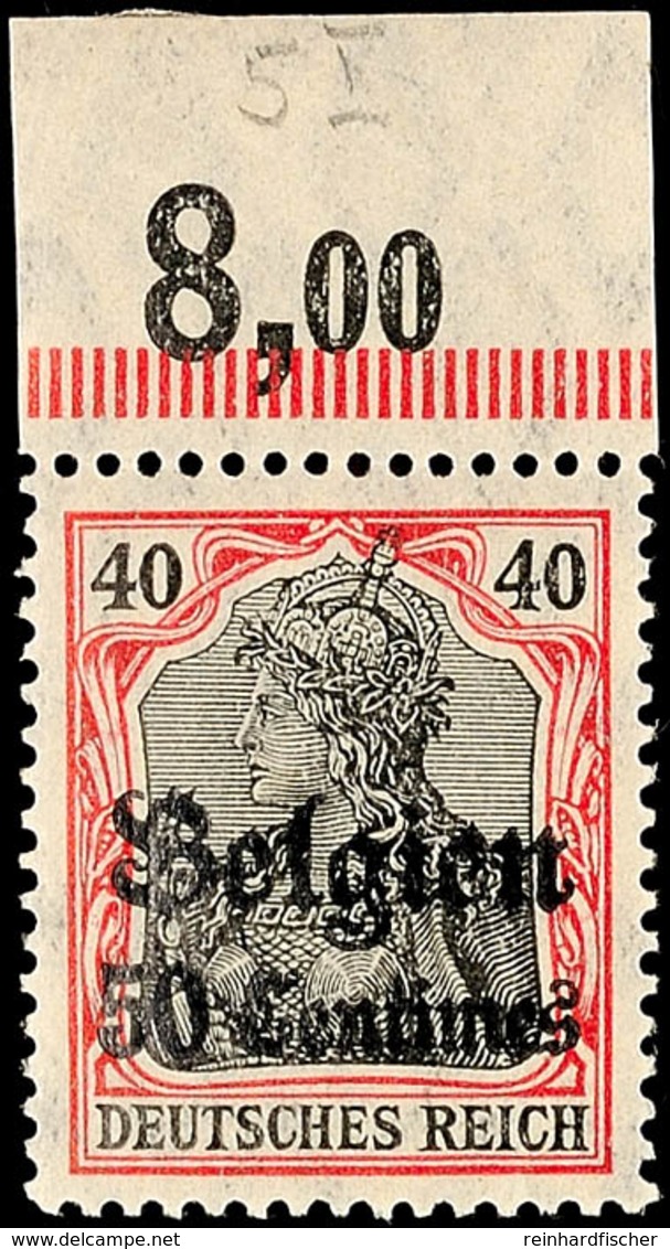 50 C. A. 40 Pfg Friedensdruck Vom Oberrand, Marke Postfrisch Im Rand Falz, Gepr. Hey BPP, Mi. 300,-  Für **, Katalog: 5I - Andere & Zonder Classificatie