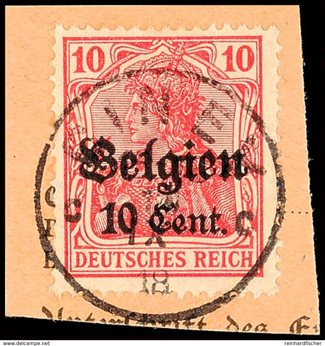 "CINEY C 10 X 18", Klar Und Zentr. Auf Paketkartenausschnitt 10 C., Katalog: 14 BS - WWI