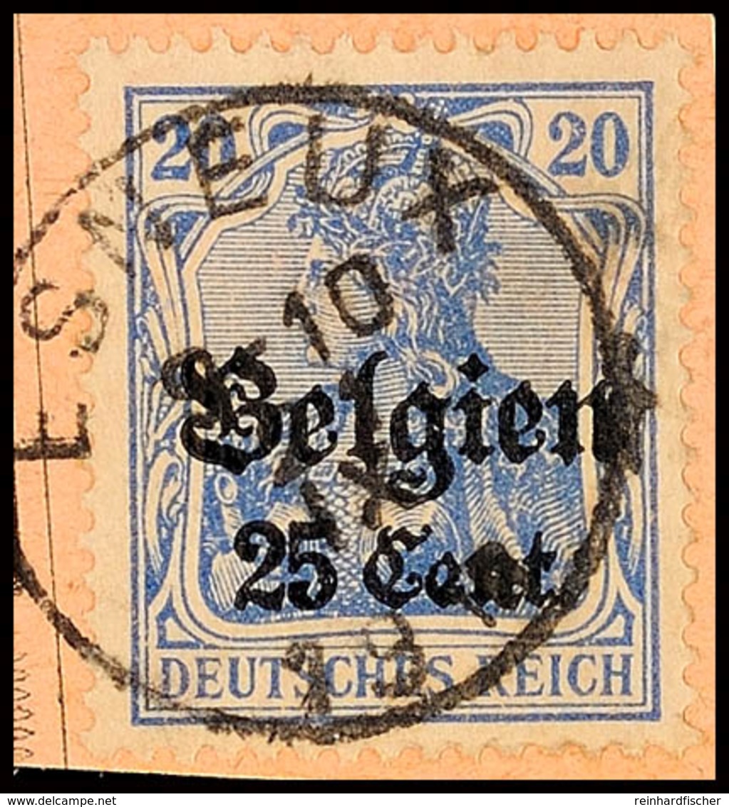 "ESNEUX 21 IX 1918",  Klar Auf Paketkartenausschnitt 25 C., Katalog: 18 BS - WWI