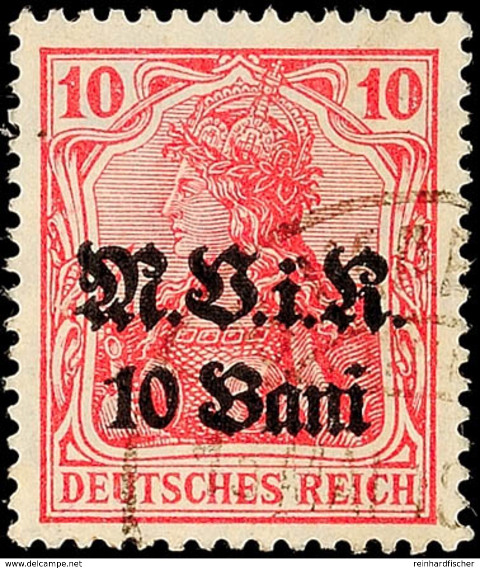 10 Bani Auf 10 Pfg Germania, B-Farbe, Tadellos Gestempelt, Gepr. Hey BPP, Mi. 65.-, Katalog: 4b O - Roemenië