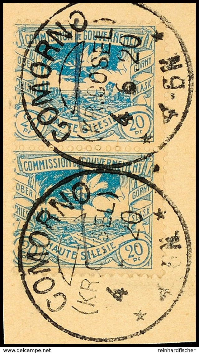 "COMORNO (KR.COSEL) 4.6.20", Zwei Klare Und Komplette Abschläge Auf Kabinett-Briefstück Mit Senkrechten Paar 20 Pfg. Fre - Other & Unclassified