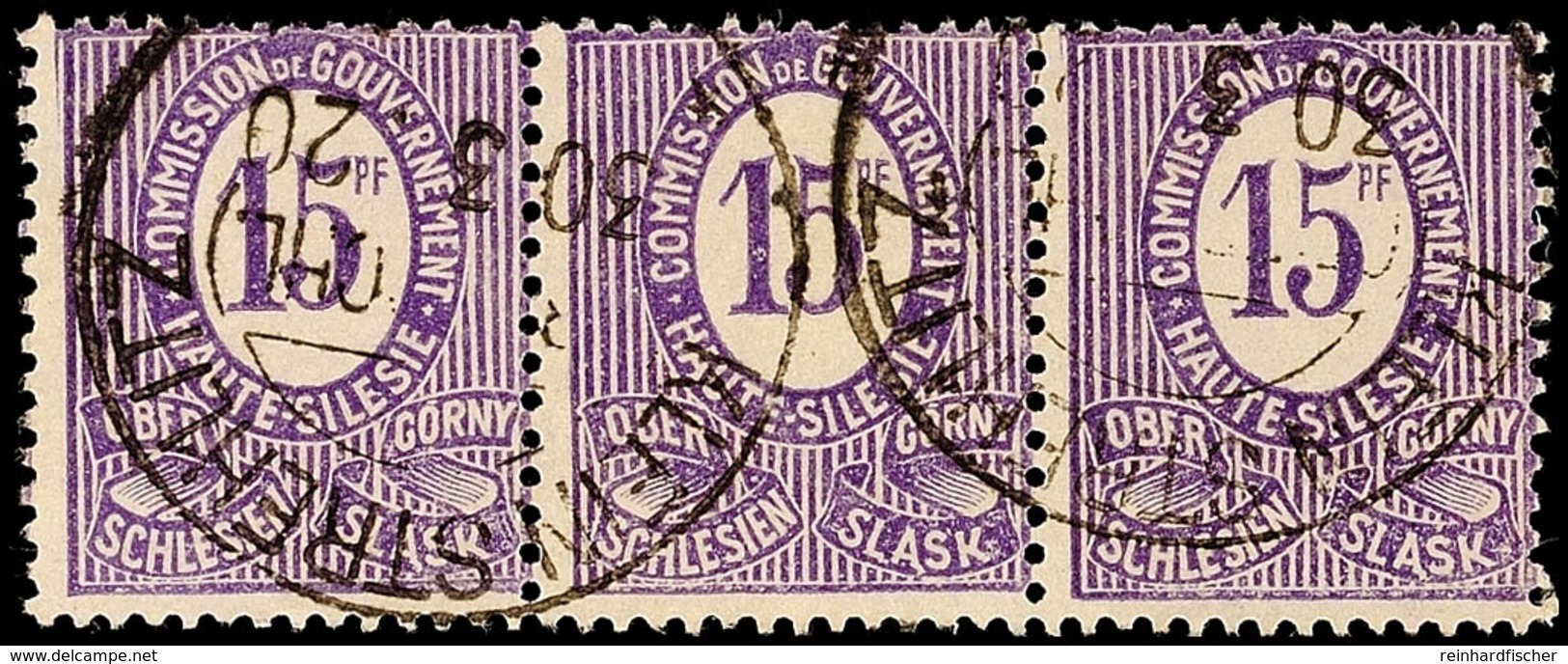 "KLEIN-STREHLITZ (OBERSCHL.) 30 3 20", Kreisobersegmentstempel, Zwei Abschläge Auf Waager. Dreierstreifen 15 Pfg Ziffer, - Andere & Zonder Classificatie