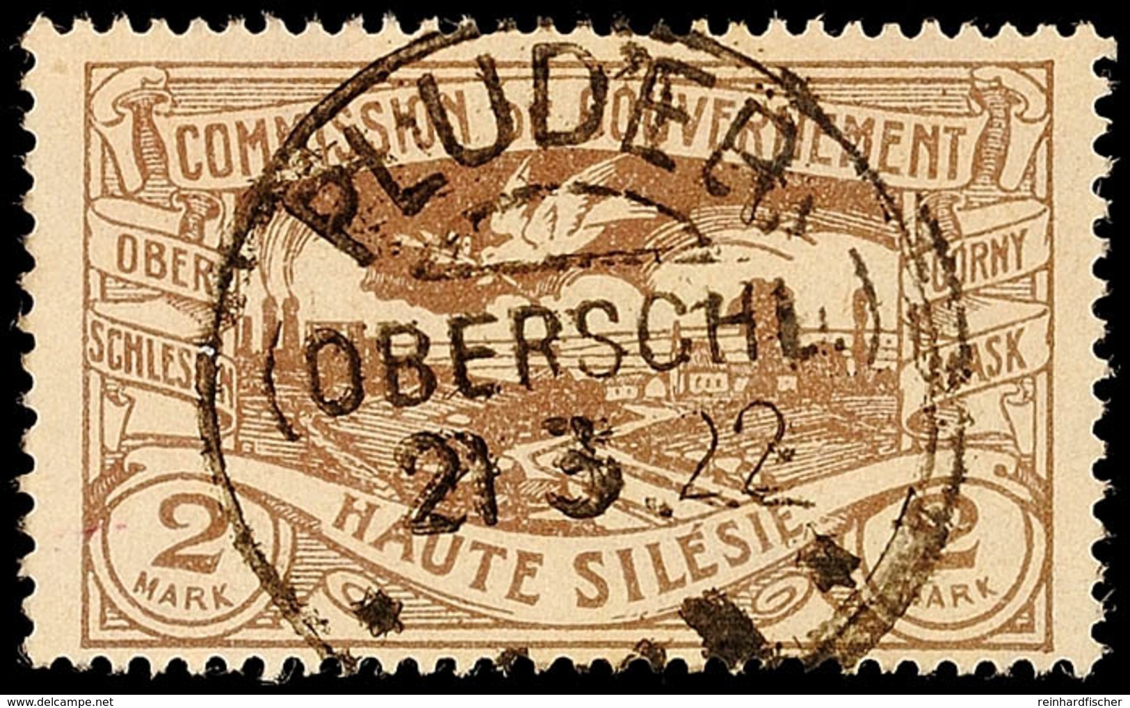 "PLUDER (OBERSCHL.) 21 3 22", Kreisobersegmentstempel, Zentrisch Klar Auf 2 Mk Hüttenwerke, Stempelbewertung 60 P., Kata - Andere & Zonder Classificatie