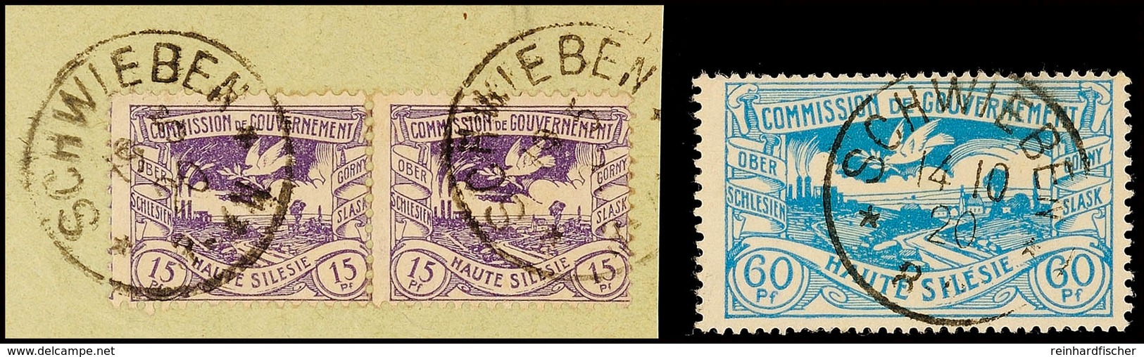 "SCHWIEBEN 19 5 20", Einkreisstempel, Auf Briefstück Waager. Paar 15 Pfg Hüttenwerke Und Mit Datum Vom 14.10.20 Auf 60 P - Andere & Zonder Classificatie