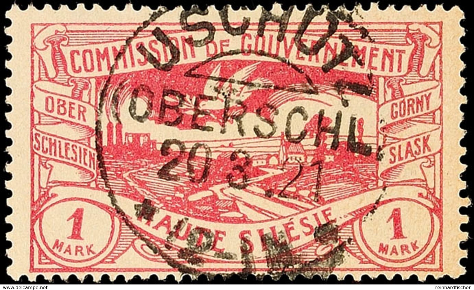 "USCHÜTZ (OBERSCHL.) 20 3 21" (Abstimmungstag), Kreisobersegmentstempel, Zentrisch Klar Auf 1 Mk Hüttenwerke, Papier Rec - Other & Unclassified