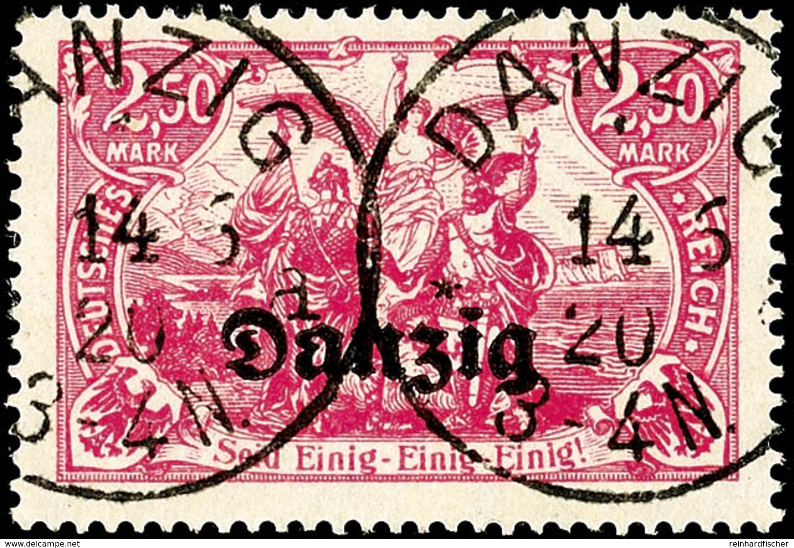 2.50 Mark Rosakarmin, Echt Und Zeitgerecht Gestempelt Mit  Ersttagsstempel "DANZIG * 1a 14.6.20 3-4N", Tadellose Erhaltu - Andere & Zonder Classificatie