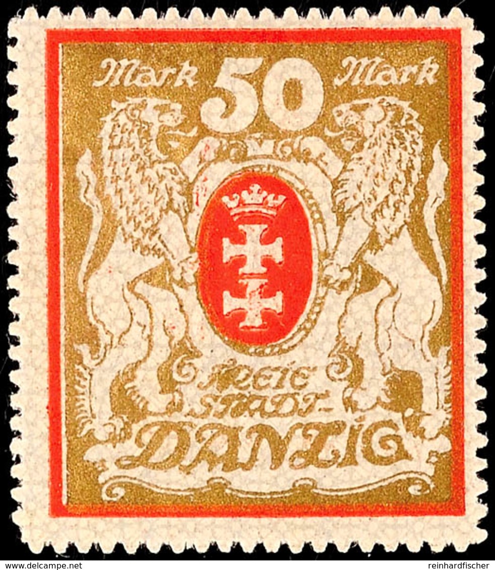 50 Mark "Großes Staatswappen", Wz. 2 X, A-Farbe, Tadellos Ungebraucht, Geprüft Dr. Hendrichs, Mi. 70.-, Katalog: 100Xa * - Andere & Zonder Classificatie