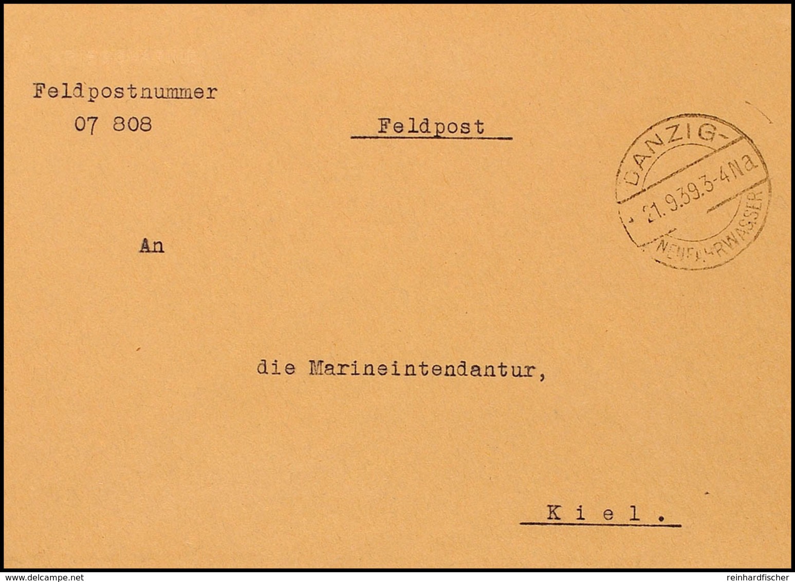 Danzig Feldpost 1939, Zwei Dienstbriefe Mit Blindgeprägter Inschrift KRIEGSMARINE Ab Fp-Nr. 07808 (= 1. Räumbootsflott.) - Andere & Zonder Classificatie