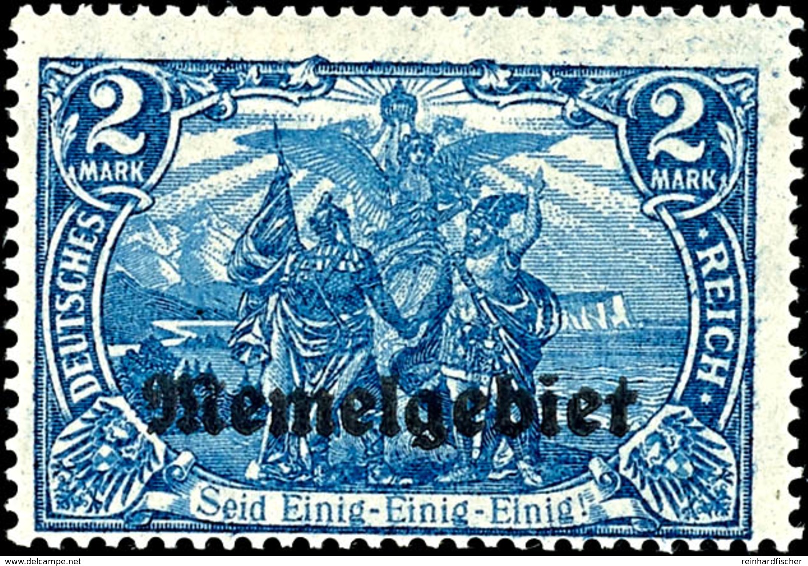2 Mark Deutsches Reich Blau Mit Aufdruck "Memelgebiet", Abart "26:17 Statt 25:17 Zähnungslöcher", Ungebrauchtes Luxusstü - Memelland 1923