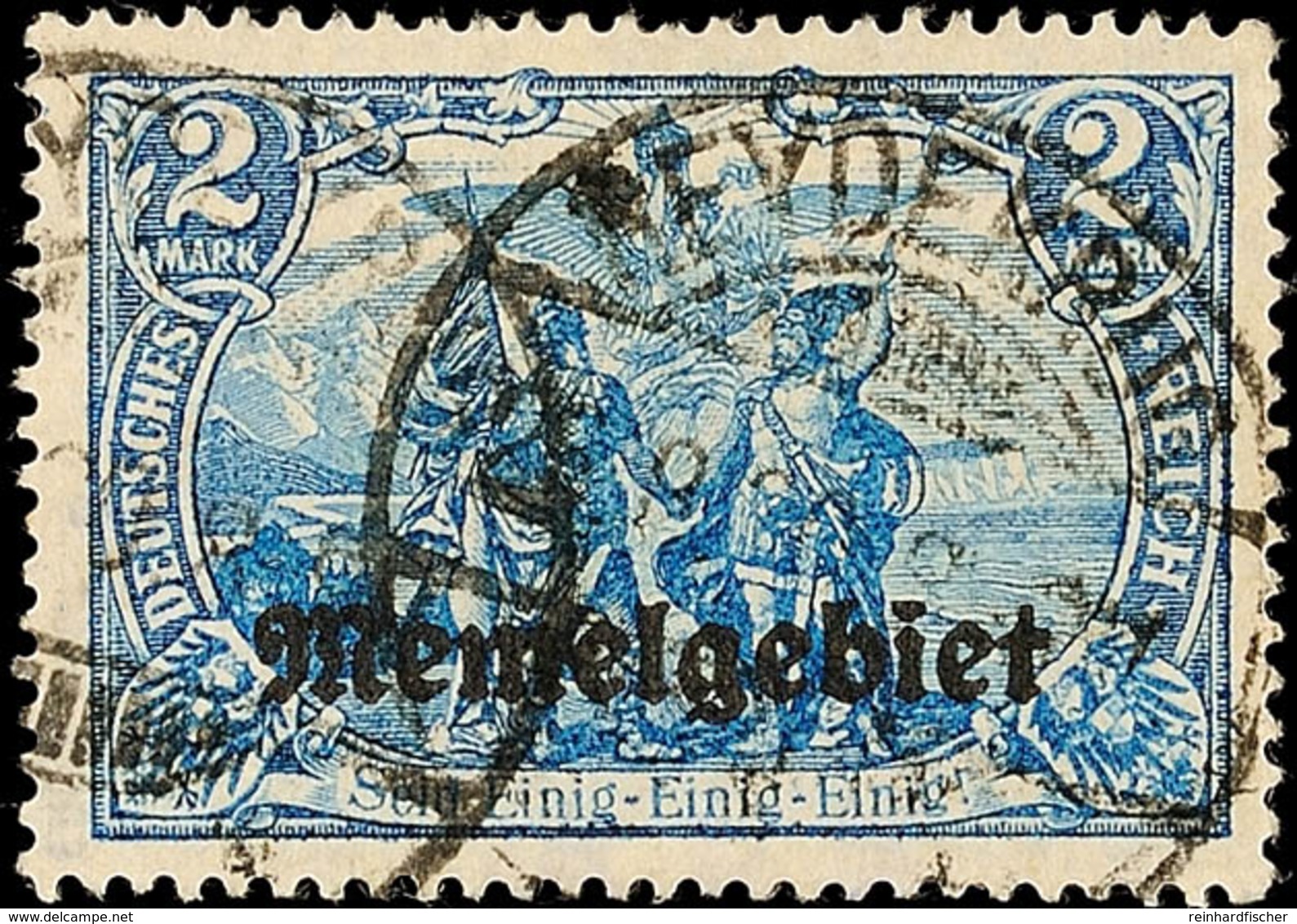 2 M. Blau Mit Plattenfehler "Krone Links Beschädigt", Gestempelt, Oben Einige Zahnspitzen Leicht Verkürzt, Geprüft Erdwi - Memelland 1923