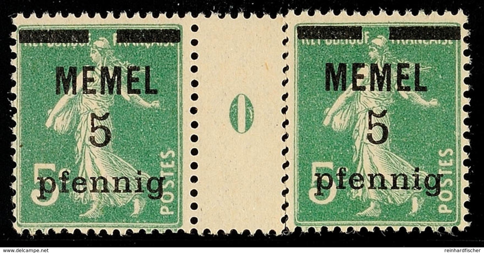 5 Pf Auf 5 C ZS-Paar Mit Millésieme Tadellos Postfrisch, Mi. 70.-, Katalog: 18bMSO ** - Memelland 1923