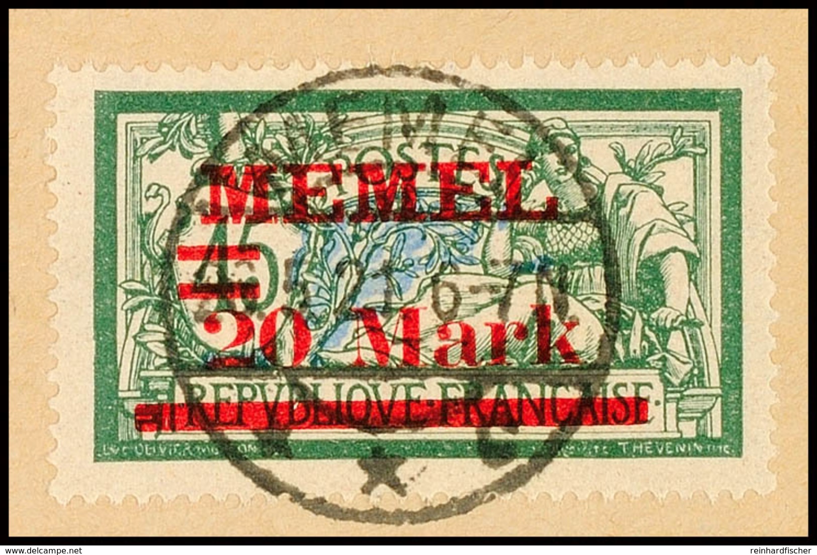 20 M Auf 45 C Tadellos Auf Briefstück In Type Ia, Gepr. Ing. Becker, Mi. 120.-, Katalog: 39IPFIa BS - Memelland 1923