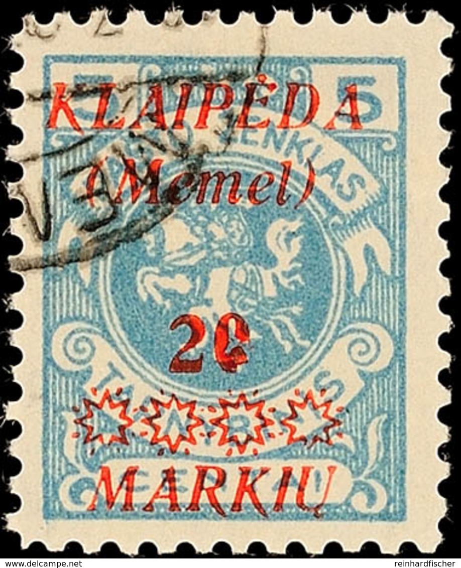 20 M. Auf 5 C. Mit Aufdruckfehler "0 Der Wertangabe 20 Rechts Unten Zweimal Durchbrochen", Gestempelt, Geprüft Klein BPP - Memelland 1923