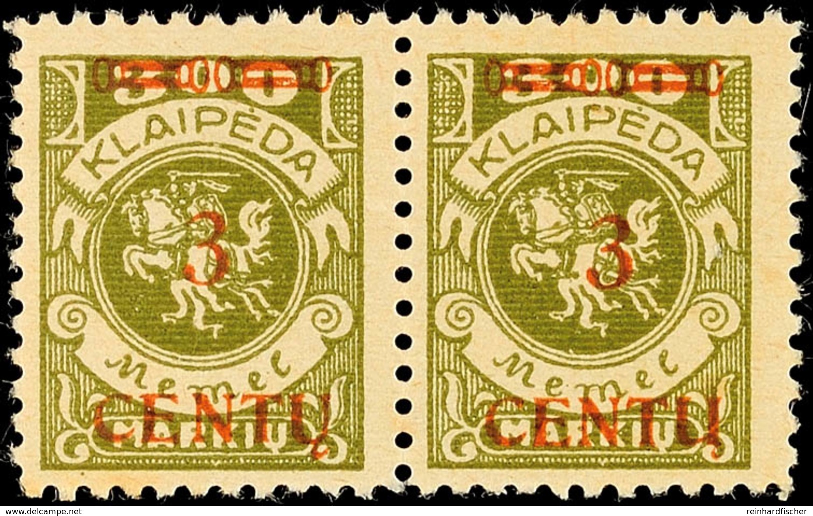 3 C Auf 300 M Waag. Typenpaar Tadellos Ungebraucht, Mi. 54.-, Katalog: 168W4 * - Klaipeda 1923