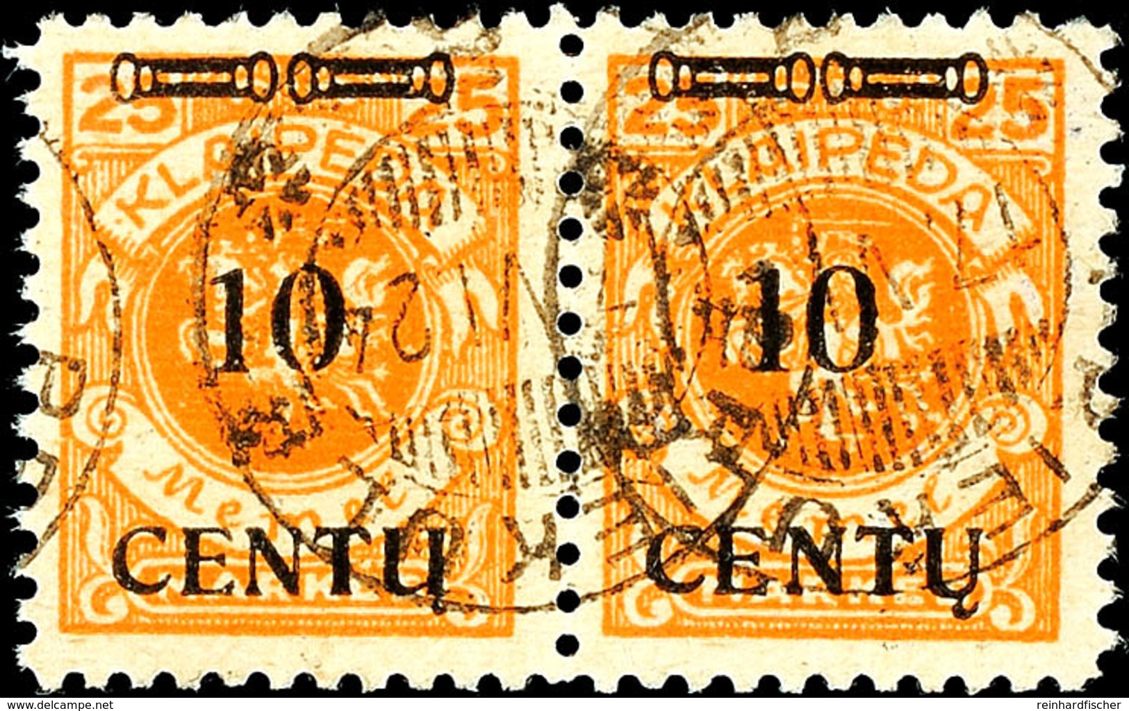 10 C Auf 25 M Typenpaar AI/BI Tadellos Gestempelt, Gepr. Klein BPP, Mi. 120.-, Katalog: 169W2 O - Klaipeda 1923