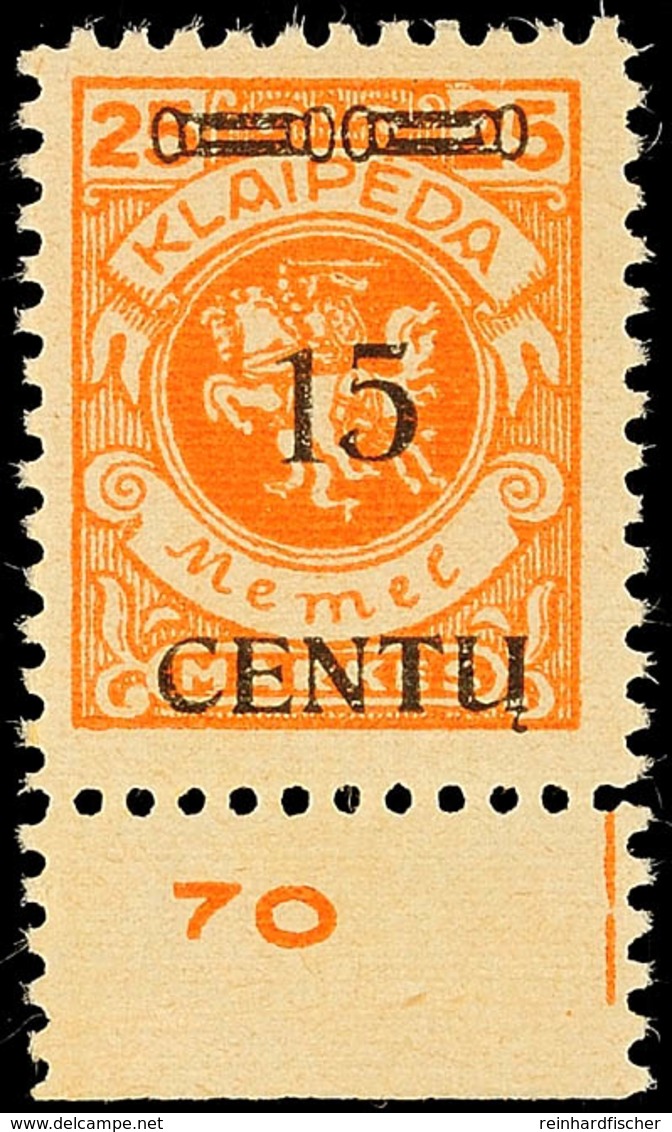 15 C Auf 25 Mark In Type BI Tadellos Postfrisch, Mi. 100.-, Katalog: 170BI ** - Memelland 1923