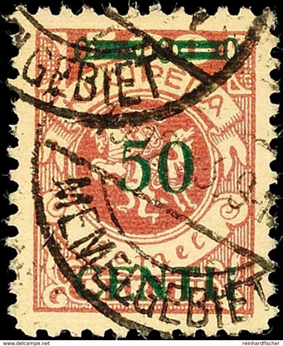 50 C. Auf 500 Mark, Type BI, Gestempelt, Geprüft Klein BPP, Mi. 100,-, Katalog: 173BI O - Klaipeda 1923