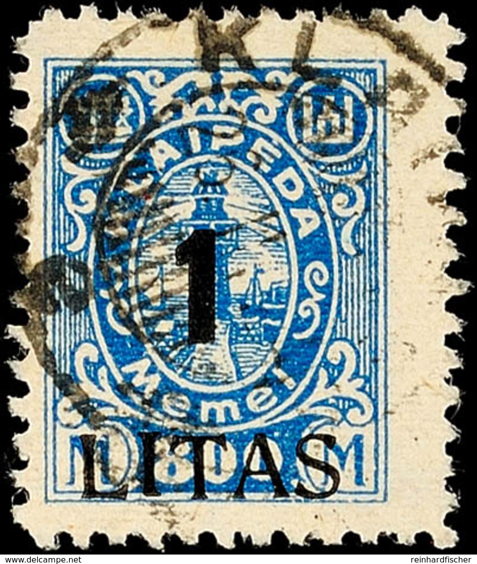 1 L Auf 800 M Blau In Type IIa  "höherstehendes I " Tadellos Gestempelt, Mi. 180,-, Katalog: 202IIIa O - Klaipeda 1923