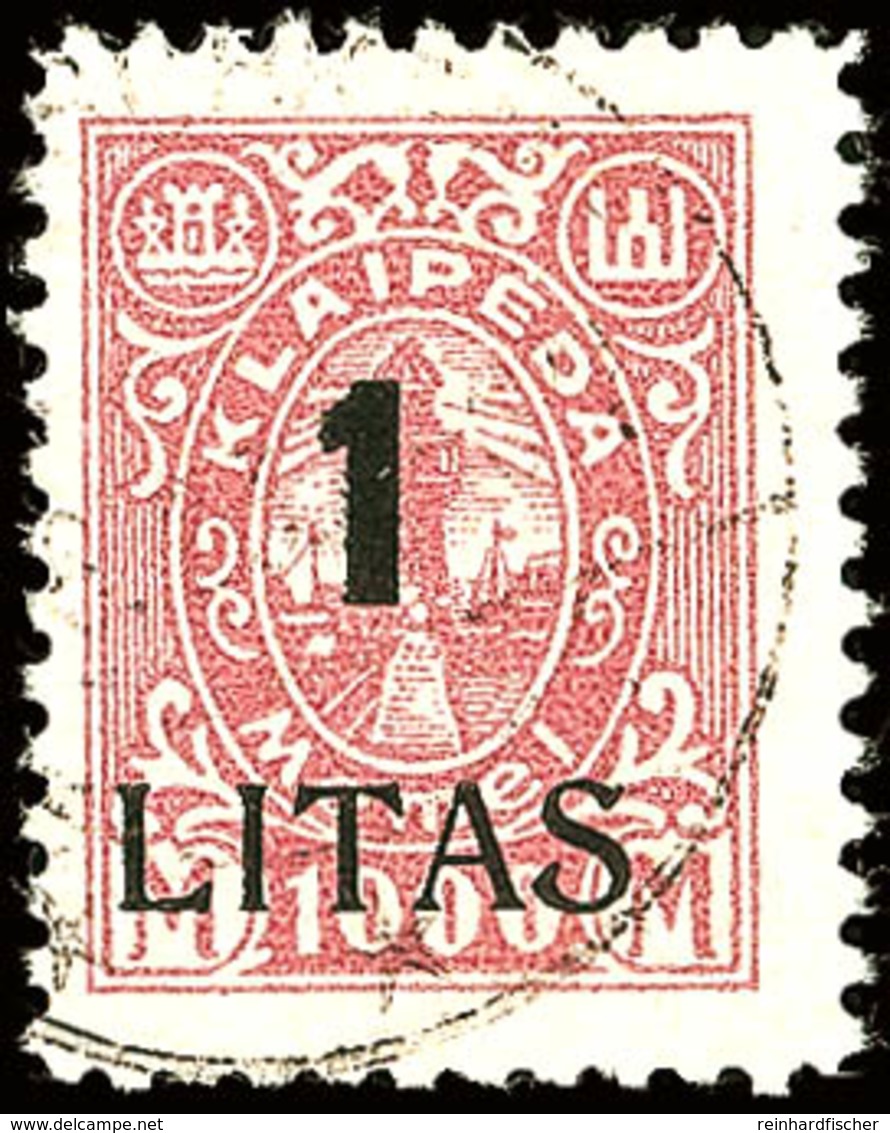 1 L. Auf 1000 Mark, Gestempeltes Kabinettstück Mit Aufdruckfehler "S In LITAS In Abweichender Type", Gepr. Dr. Petersen  - Memelland 1923