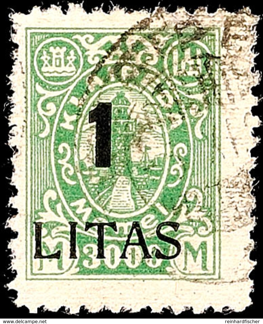 1 L Auf 3000 Mark Mit Aufdruckfehler V, Gestempeltes Prachtstück, Geprüft Dr. Petersen BPP, Mi 300.-, Katalog: 205V O - Klaipeda 1923