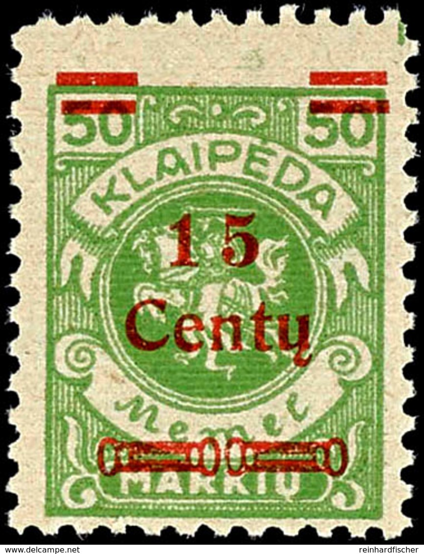 15 Cent Auf 50 Pfennig Mit Aufdruckfehler Und Abstand Zwischen 1 Und 5 Sehr Weit, Postfrisch, Geprüft Nagler VP, Mi. 280 - Klaipeda 1923