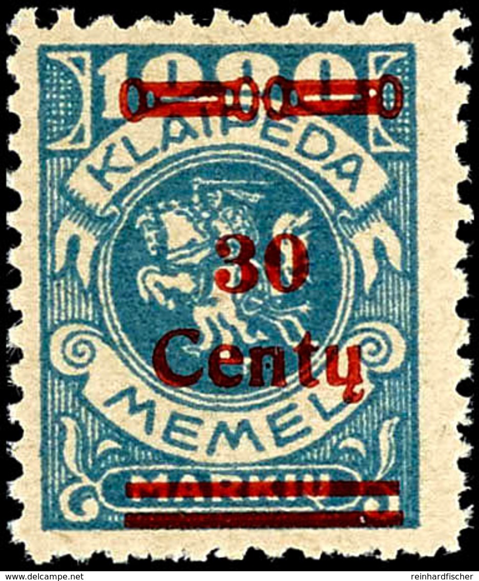 30 Cent Auf 1000 Mark, Type Ie, Postfrisch, Tadellos, Unsigniert, Fotoattest Nagler VP, Mi. 650,-, Katalog: 229Ie ** - Memelland 1923