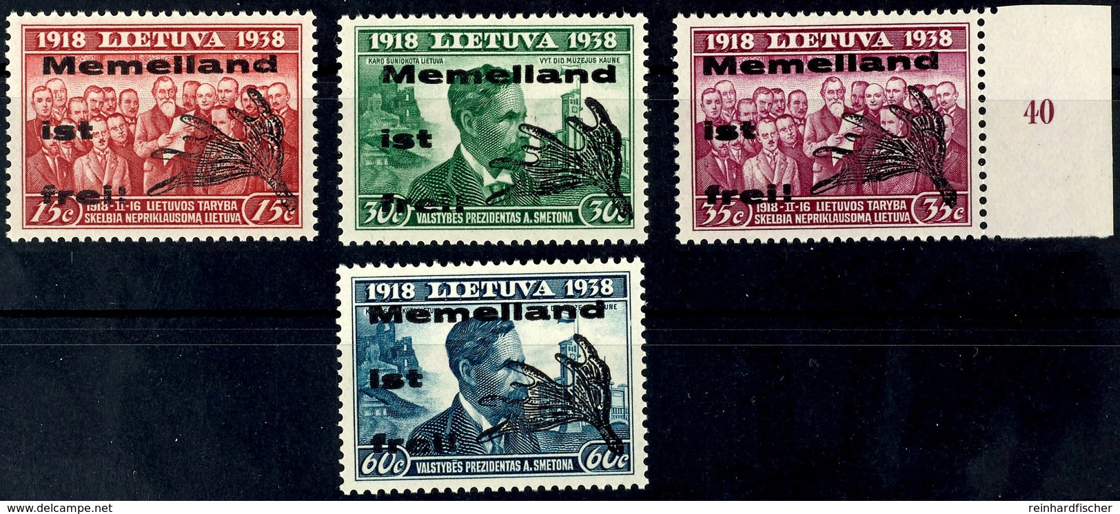 15 - 60c. Mit Aufdruck Type II, Postfrisch, Komplett, Geprüft Dr. Petersen BPP, Mi. 120.-, Katalog: I/IV/II ** - Memelland 1923