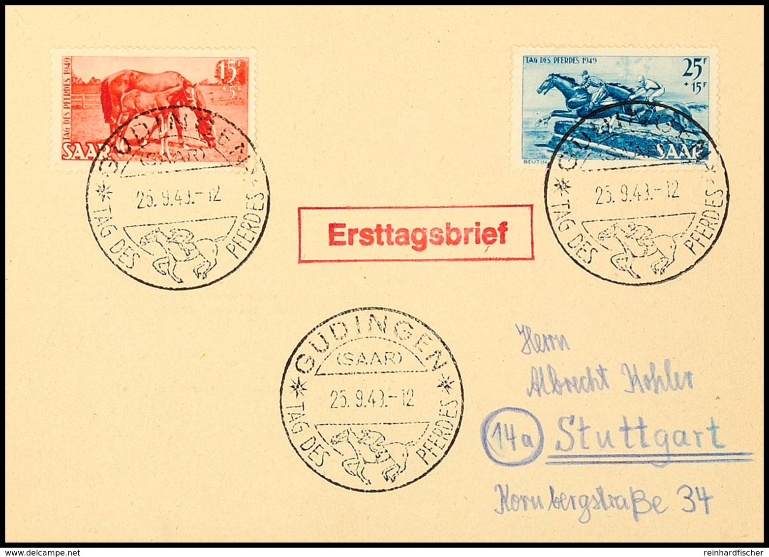 15 Und 25 Fr., Tag Des Pferdes Mit Ersttag-Sonderstempel Auf Karte, Fotokurzbefund Ney VP, Mi. 200,-, Katalog: 265/66FDC - Andere & Zonder Classificatie