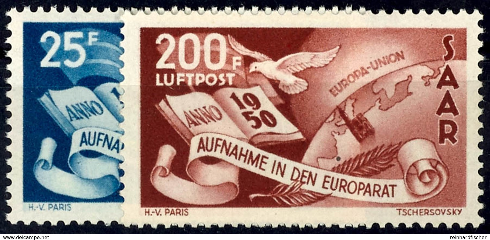 25 Fr. Und 200 Fr. "Europarat", Tadellos Postfrisch, Fotobefund Ney VP (2017): "echt, Einwandfrei", Mi. 220.-, Katalog:  - Andere & Zonder Classificatie